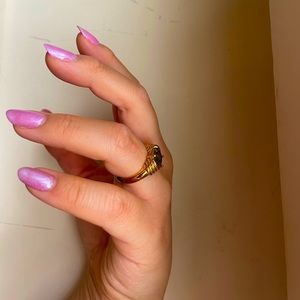 Gold and Emerald Chunky Ring